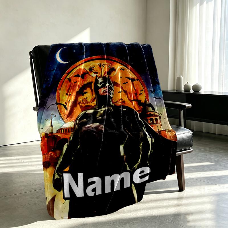 Custom Name Personalized Batman Print Blanket, Home Decor, Bedroom, Sofa, Camping, Couch, Gifts for Birthday Christmas