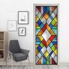 3D Geometric Door Sticker Self-adhseive Vinyl Full Door Wrap Cover Stickers Modern Abstract Geometry Wall Art Mural Decorations