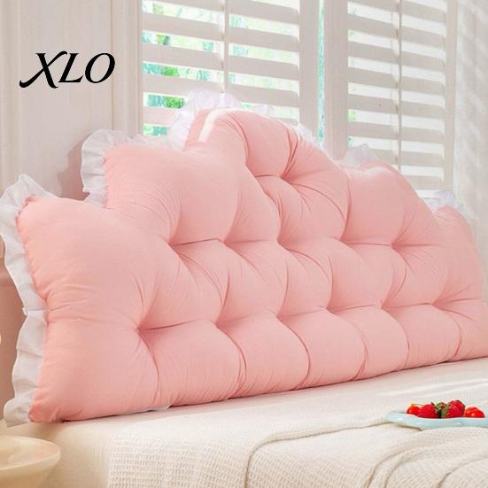 Cushion for Dorm Room Headboard with Ruffle Trim, Pillow, Crown Shape, Bed Soft Support Reading Wedge Pillow College Bedroom Decor, Back Plush Fleece