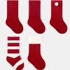 Baby Socks Autumn Winter Thickened Warm Children Red New Year Socks Full Moon Year Old Boy Girl Toddler Boneless Mid Tube Socks