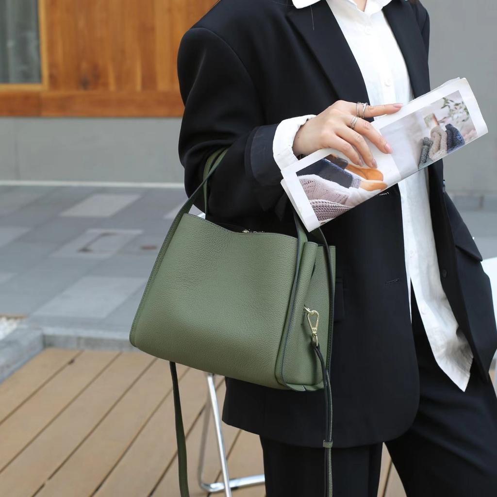 Натуральная кожаная ручная корзина для овощей, новая модная женская сумка-ведро, темпераментная сумка через плечо из коровьей кожи Togo