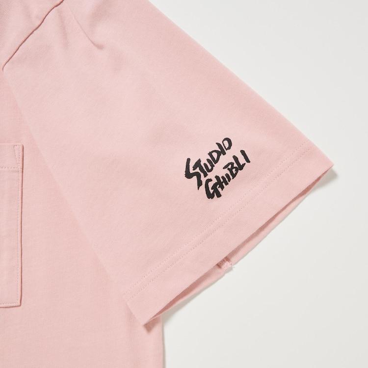 Uniqlo × Коллаборация Studio Ghibli SS24 Футболка с вышивкой, с круглым вырезом, с коротким рукавом, унисекс, розовая 466799-10