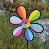 Outdoor Rainbow Six Color Windmill With Black Edge Stake Standing Lawn Flower Pinwheel Outdoor Party Garden Yard Picnic Decor
