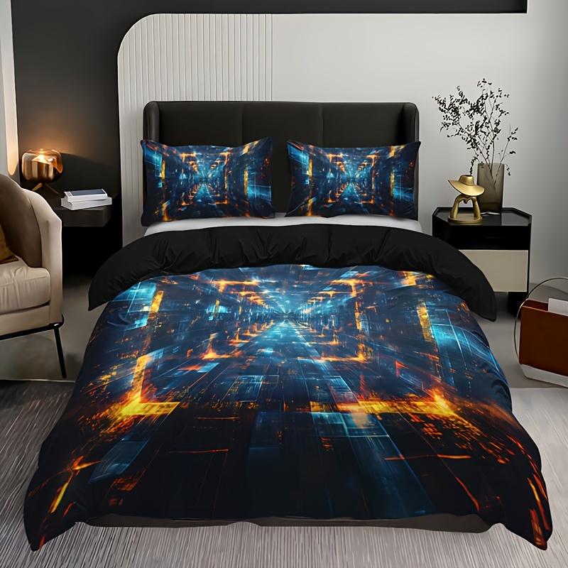 Набор пододеяльников Tech Space в клетку Дышащий полиэстер Машинная стирка Идеально для всех сезонов Печать высокой четкости Комплект постельного белья