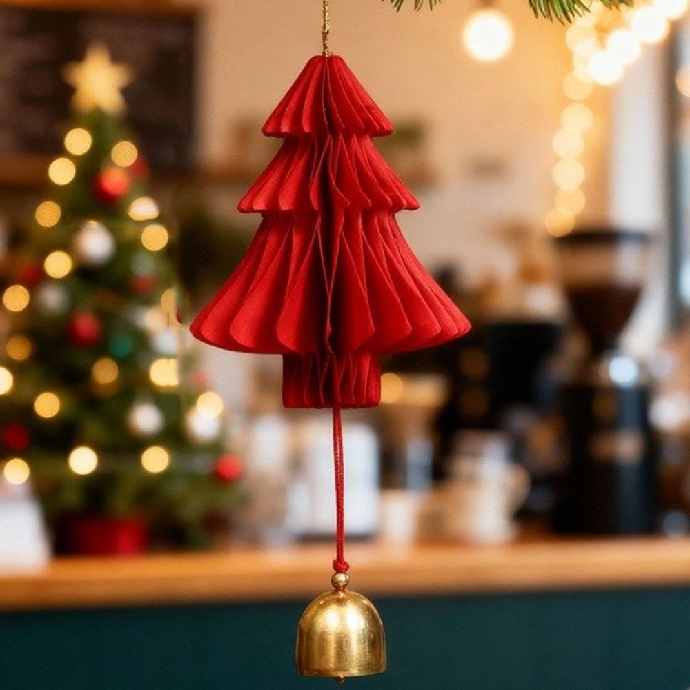 Paper Xmas Tree Pendant 3D Christmas Tree Ornament Creative Christmas Bell Ornament Tree Scene