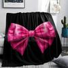 1Pc Pink Bow Print Flannel Blanket, High quality Comfortable for All Seasons, Home Decor, Warmth and Comfort, Perfect for Christmas Gifts W29