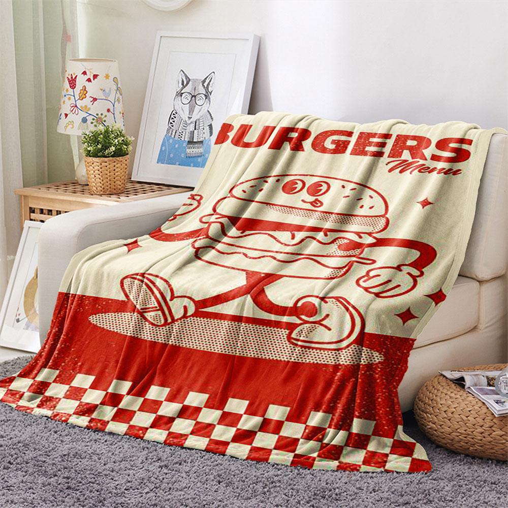 1PC Vintage Big Bon House Patterned Flannel Blanket Suitable For All Seasons for Home Decor Warmth and Comfort Gifts Holiday Present