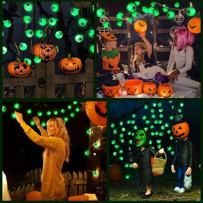 Guirlande lumineuse Halloween - AIMOONSA - À yeux verts - 5 m - 30 LED - 8 modes