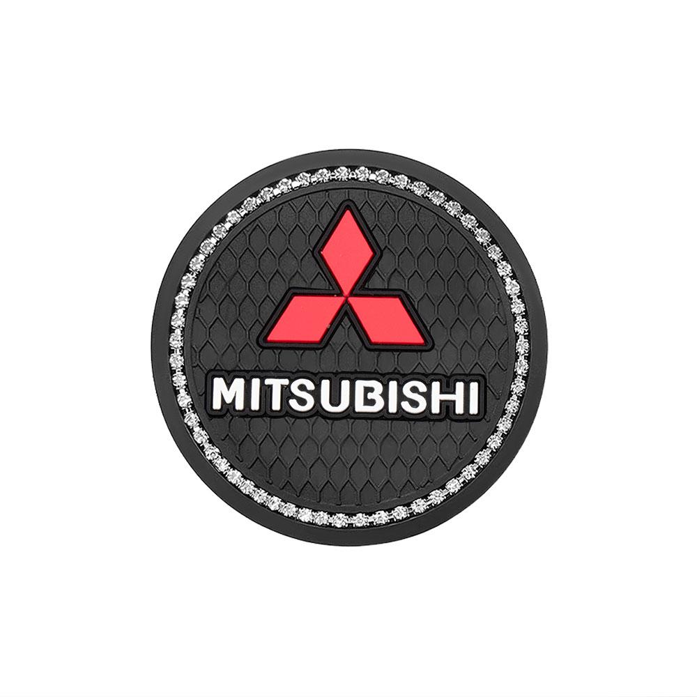1/2Pcs Car Cup Anti-Slip Carbon Coaster Bottle Pad Interior Accessories For Mitsubishi 9 Ralliart ASX L200 Colt Outlander Pajero