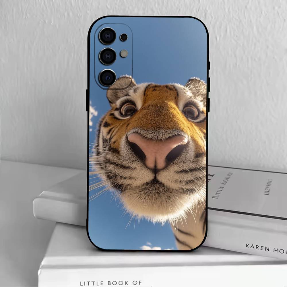 D-Funny Animals Phone Case Black Silicone Soft For Samsung S25,S24,S21,S22,S23,S30,Ultra,S20,Plus,Fe,Lite
