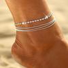 Multi-layer Rhinestone Inlaid Anklet Women Beach Sandals Barefoot Ankle Bracelet