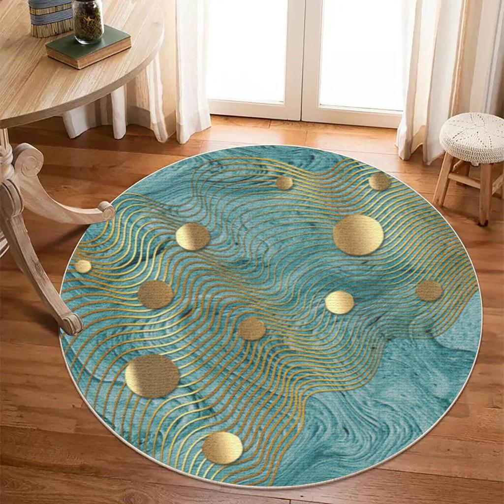 Round Rug for Living Room and Bedroom, Anti-Slip and Anti-Stain Floor Carpet, Elegant Home Decor Accent