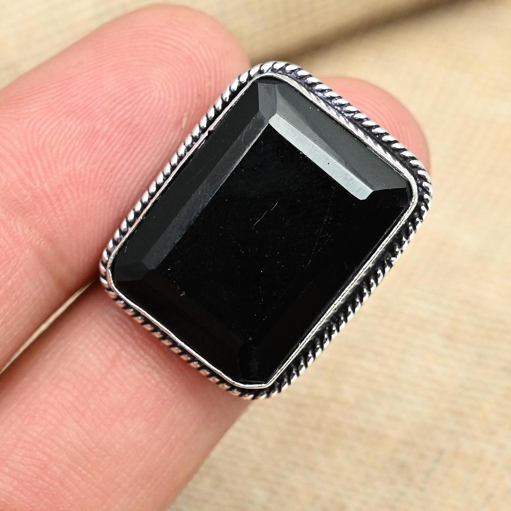 Хороший черный шпинель драгоценный камень стерлингового серебра 925 пробы ювелирные изделия ручной работы кольцо обещания