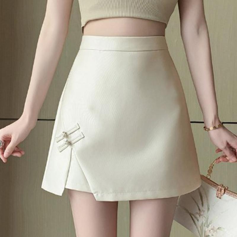 VONDA Женская летняя однотонная свободная юбка с узлом и разрезом