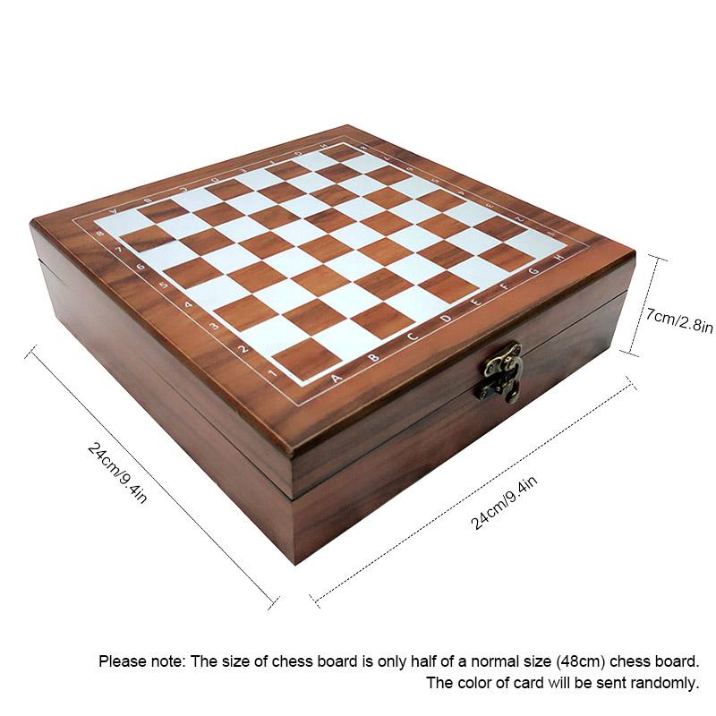 4-IN-1 Chess Set Kids Adults Chess Board Game for Playing Chess Cards Dices Dotted Tiles