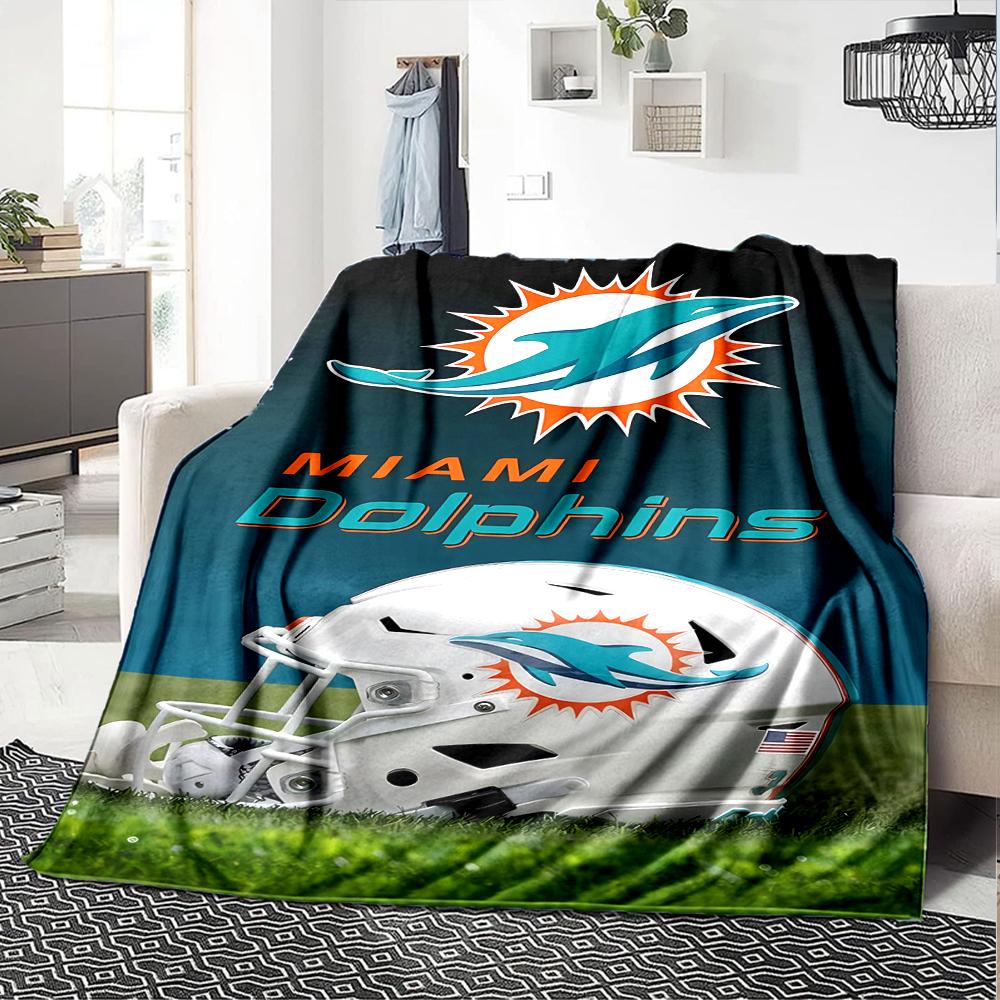 1pc Blanket - Miami Dolphins logo Print Design,Lightweight Blanket for Sofa,Bed- Soft &Warm,Gift for All Seasons