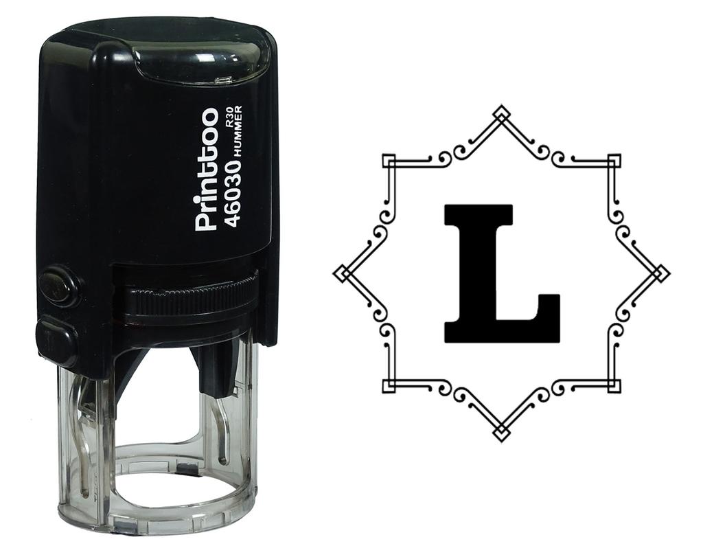 Printtoo Octagon Celtic Swirl Frame Alphabet L Monogram Self Inking Rubber Stamp Office