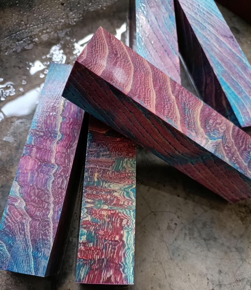 130x30x30mm Strange Wood Dazzling Blue-purple Color Wood knife Solid Raw Material Custom-Made Wooden Kitchen Knife Pen Handle