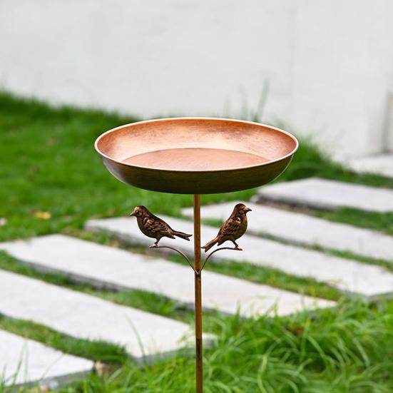 Металлическая кормушка для птиц 12 дюймов, кормушка для птиц с колышком, уличная нержавеющая ретро-кормушка для птиц, привлекает птиц для украшения сада, двора, газона