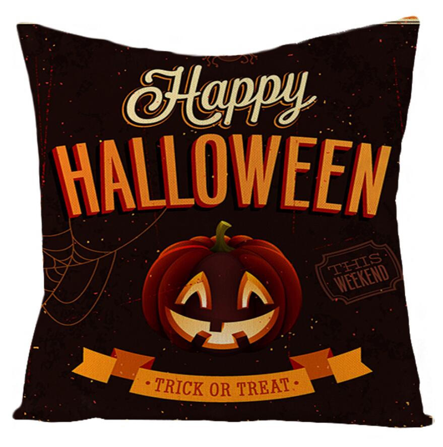 Halloween Night Castle Pumpkin Lantern Series Pillow Case Linen Home Decor Fabric Sofa Pillowcase Comfortable Car Cushion Cover