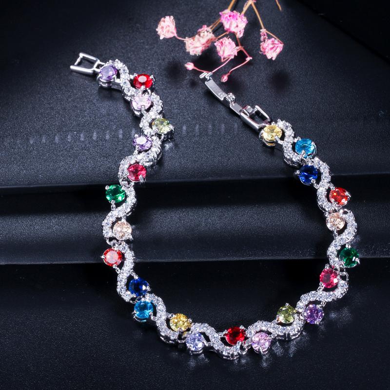 Теннисные браслеты WWJ Romantic Rainbow Color с кубическим цирконием
