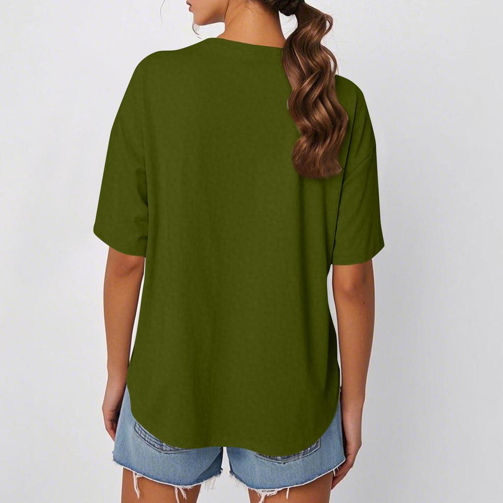 Women's Round Neck Casual Printed Short-sleeved T-shirt Top