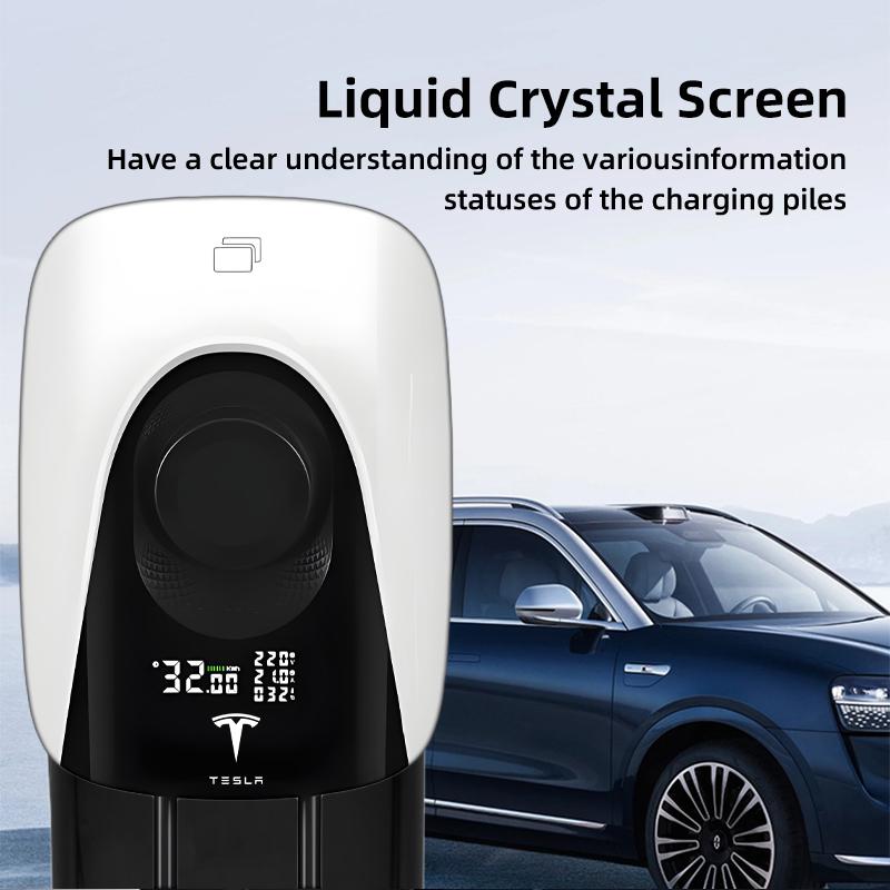 Tesla 7 кВт IEC62196-2 Тип 2 32А Электромобиль 3-фазный Для Skoda Enyaq Smart Car Быстрая автоматическая зарядная станция Подключение к разъему Управление через приложение на телефоне