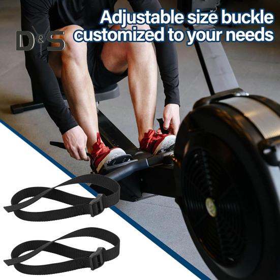 2Pcs Rowing Machine Foot Strap Heavy Duty Adjustable Feet Strap Replacement Multi-functional Fitness Equipment Auxiliary Webbing with Buckle