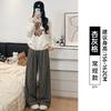 Plaid Straight Vertical Casual Pants Women's Autumn New Fat Mm Large Size Thin Pear-shaped Loose Wide-leg Pants