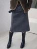 2025 Autumn/Winter Women's High-End Korean Grey Woolen Hip-Hugging Mid Skirt