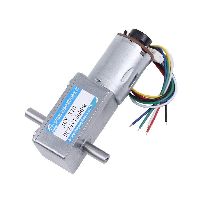 JGY370 DC Geared Motor with Encoder: Dual Shaft, 6V/12V/24V, Adjustable Speed, High Torque, Forward/Reverse Capability