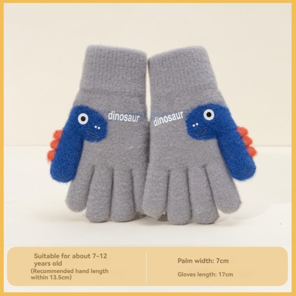 Cartoon Dinosaur Winter Knitted Gloves 7-12 Years Old Kids Gloves  Boys and Girls