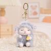 Plush Seated Sheep Keychain Pendant with Metal Ring for Backpack Keys, Soft Cute Lamb Keychain, Stuffed Animal Bag Charms