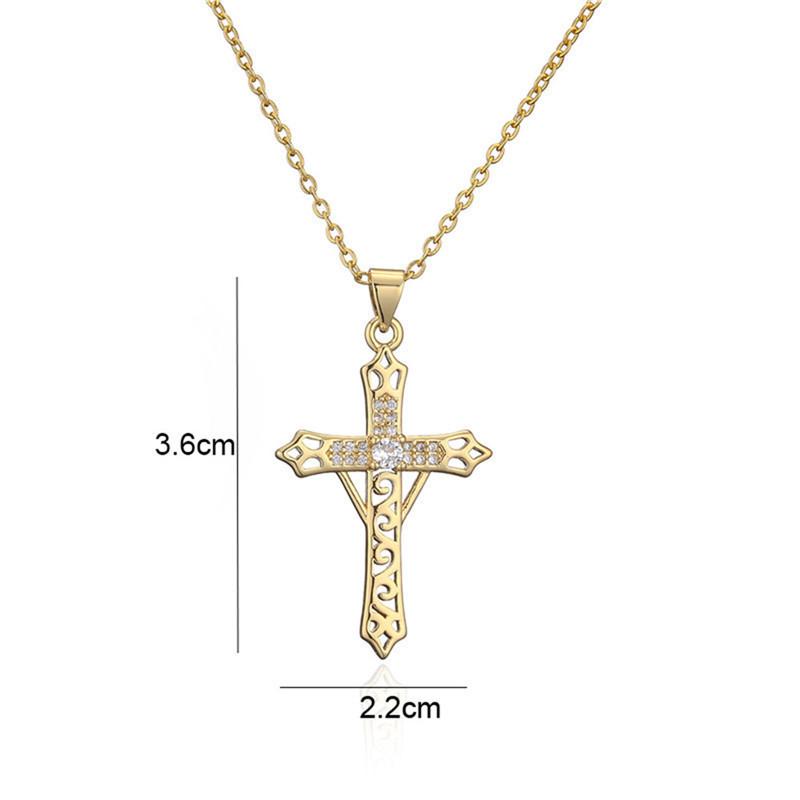 Vintage Punk Zircon Cross Pendant Necklace Stainless Steel Fashion Choker Collar Jewelry Birthday Gifts For Women Girls