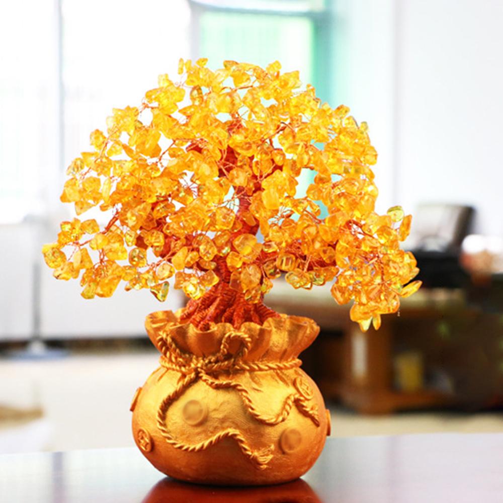 1PC Natural Crystal Fortune Tree Money Bag Tree Money Tree Business Craft Gift Decoration