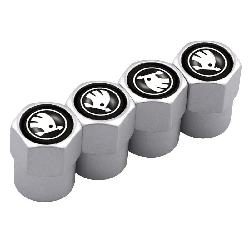 Car Sticker 2025 Hot 4pcs Car Wheel Tire Valve Caps Stem Case For Skoda Octavia Fabia Rapid Yeti Superb Octavia A5 A7 VRS S Embl