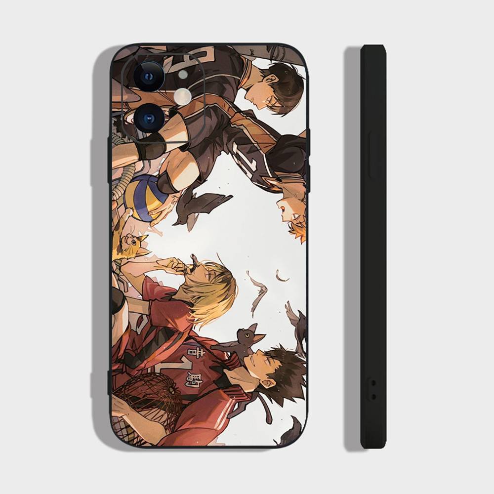 Аниме H-Haikyuu Nekoma Чехол для телефона Для iPhone 17 Air 16 15 14 13 Pro Max 11 12 Черный силиконовый чехол