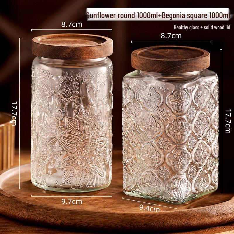Стеклянная герметичная банка для хранения закусок, сухофруктов, чая, сахара и зерновых