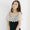 Pure Color Lace Shawl Lace Fake Collar Cape Cross Cloak Hollow Out Shawl  Spring Autumn
