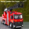 1:24 Ladder Water Tank Fire Truck Alloy Sprinkler Sweeper Model Toys Car Doors Opened Sound Light Pull Back Vehices Boy Kid Gift
