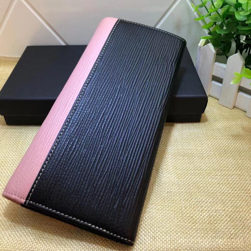 2025 Текстурированные Длинные Женские Кошельки Роскошный Кошелек-Клатч из Натуральной Кожи Двухцветный Кошелек Бифолд Брендовый Стиль Первый Слой Коровьей Кожи Кошелек Без Логотипа