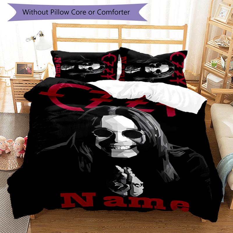3pcs Custom Name rock Ozzy Osbourne Bedding Set Duvet Cover Closure Includes 1 Duvet Cover & 2 Pillowcases for All Seasons Bedroom Decor