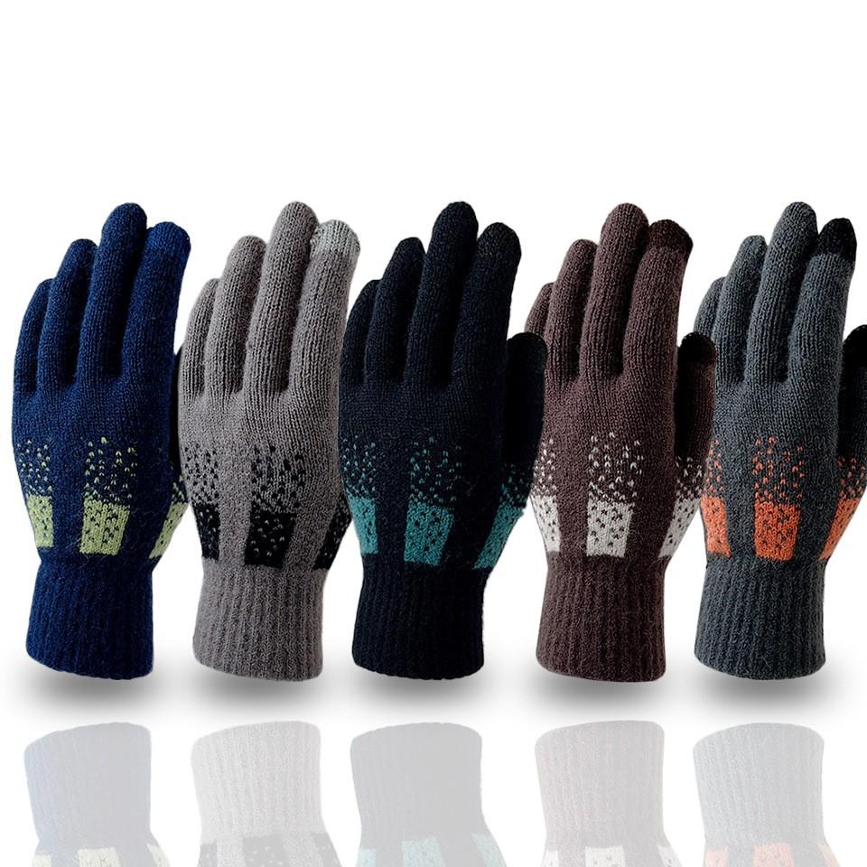 High Quality Business Men's Knitted Warm Gloves Winter Weatherproof Thickened Outdoor Touch Screen Cycling Gloves
