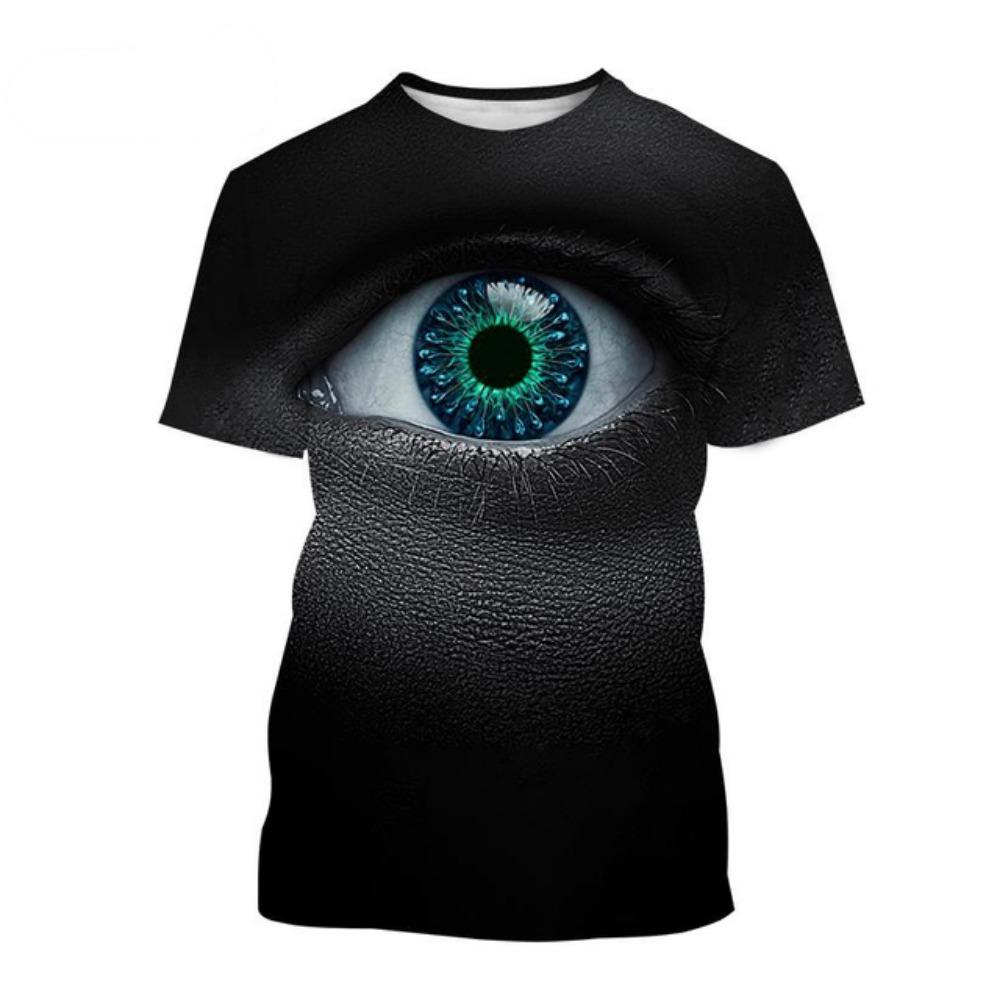 Новинка, горячая распродажа, мужская футболка с коротким рукавом с принтом в виде глаза и 3D-принта, модная повседневная футболка с коротким рукавом и принтом в виде органа человеческого лица