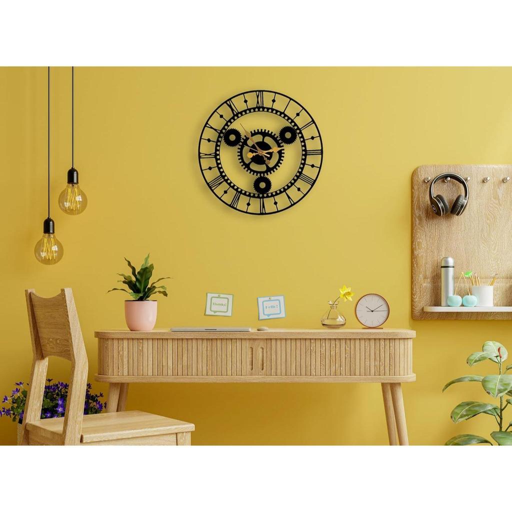 Настенные часы для дома, офиса, гостиной, спальни, детской комнаты, кухни | Стильный домашний декор большого размера | (48.2 X 48.2 СМ) | Черный (Включенная батарея)