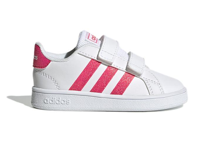 adidas Neo GRAND COURT Амортизация Низкие Скейтбордические Кроссовки Белый Розовый Для Младенцев И Малышей EG3815