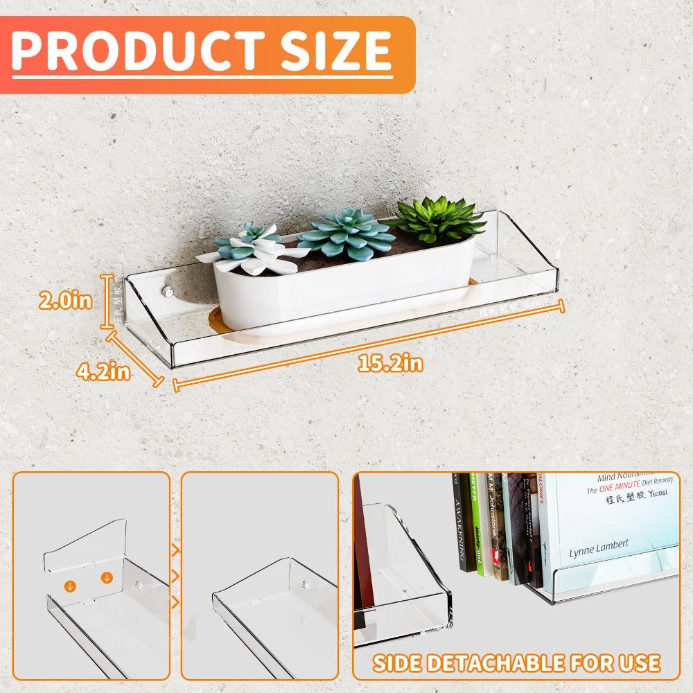 No Drill Acrylic Display Stand, Clear Cosmetic Organizer Tray, Multi-purpose Bathroom Storage Shelf for Toiletries