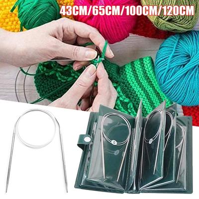 Круговые спицы из нержавеющей стали 43/65/80/100/120 см DIY Поделки Крючок для вязания Вязание крючком и спицами С сумкой Спицы для вязания