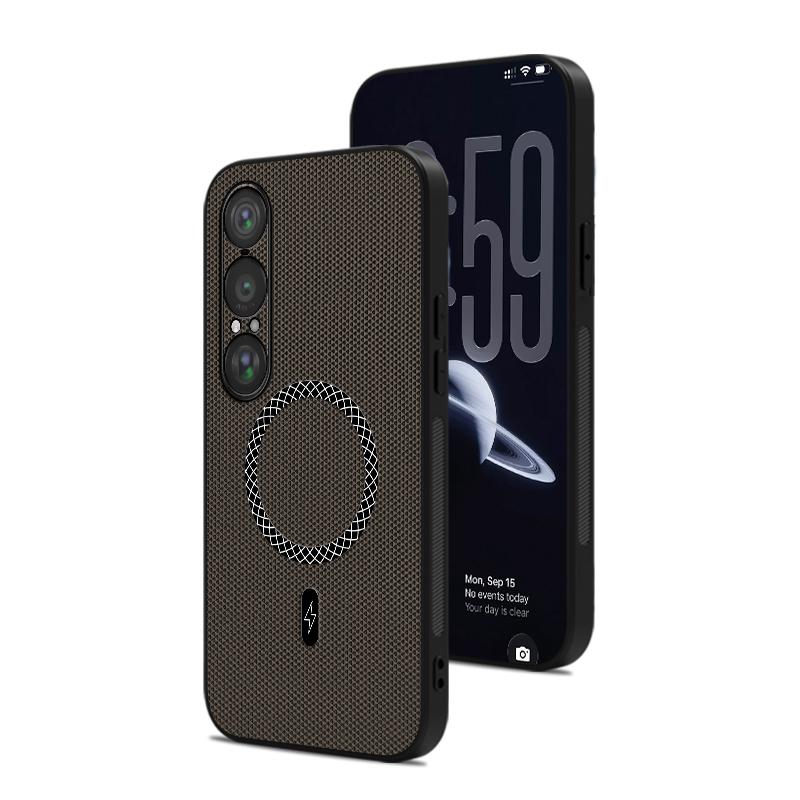 Магнитный чехол для Sony Xperia 1 VIII, матовая боковая часть, противоскользящие полоски, приятная на ощупь обложка из ПУ-кожи, ударопрочный, для Magsafe, Funda