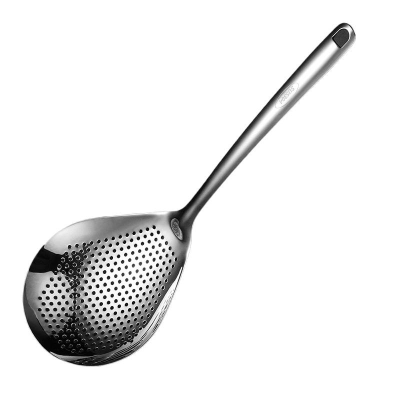 Большой Прочный Нержавеющий Стальной Дуршлаг Ложка-Скиммер Кухонная Сливная Ложка для Приготовления Жарки с Защитой от Ожогов 1 шт.